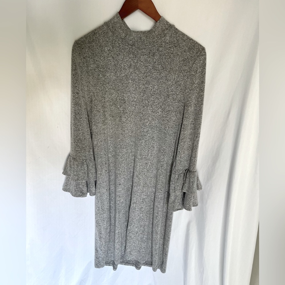 Medium Gray Ruffle Sleeve Dress by Black House White Market.